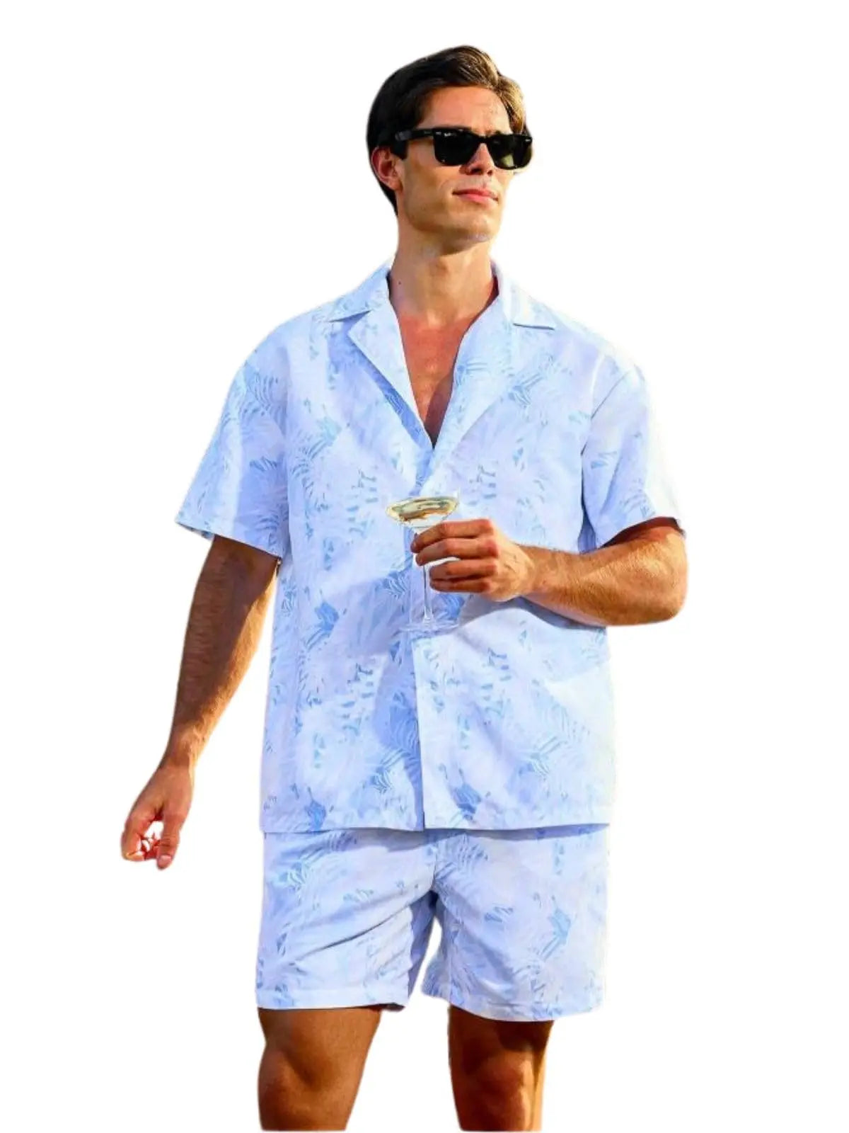 GRECIILOOKS Men's Rayon Co-ord Set|T-Shirt & Shorts Nightwear Set | Summer Loungewear, Beachwear & Night Suit for Daily Comfort Solora