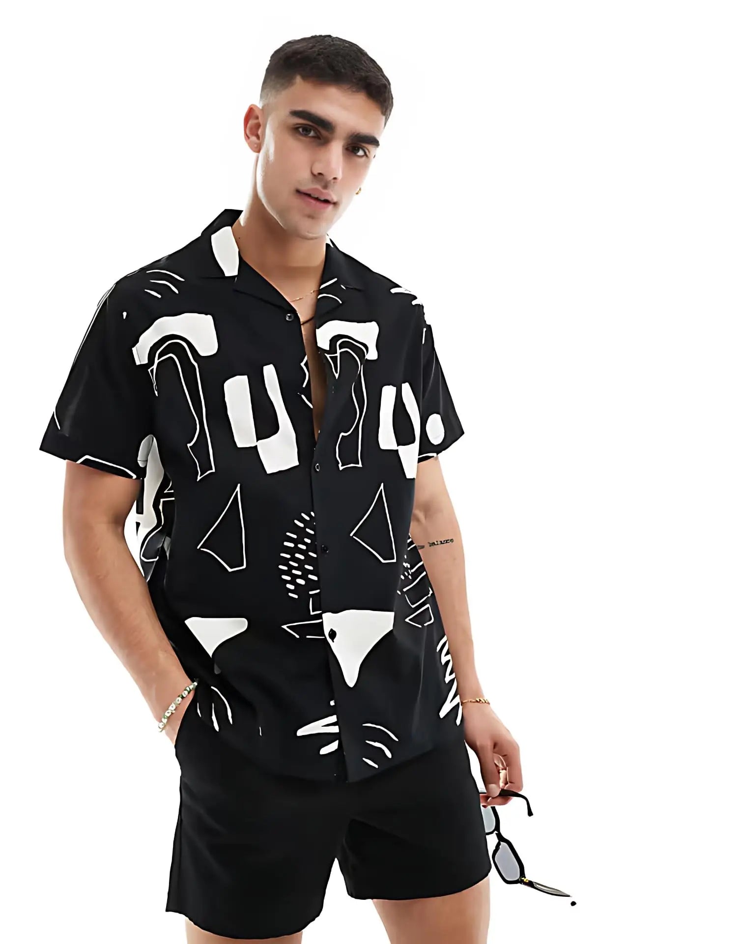 Rich Cotton Fabric Printed Shirt for Men | Summer Shirt for Men | Lightweight Textured Fabric | Spread Collar, Short Sleeves, Relaxed Fit | Perfect for Daily & Weekend Wear Solora