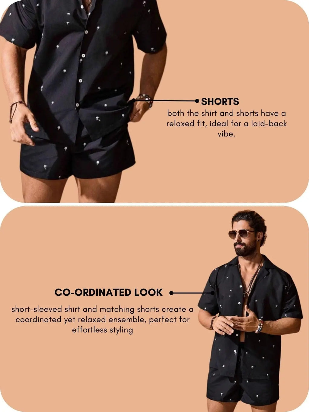 GRECIILOOKS Men's Rayon Co-ord Set|T-Shirt & Shorts Nightwear Set | Summer Loungewear, Beachwear & Night Suit for Daily Comfort Solora