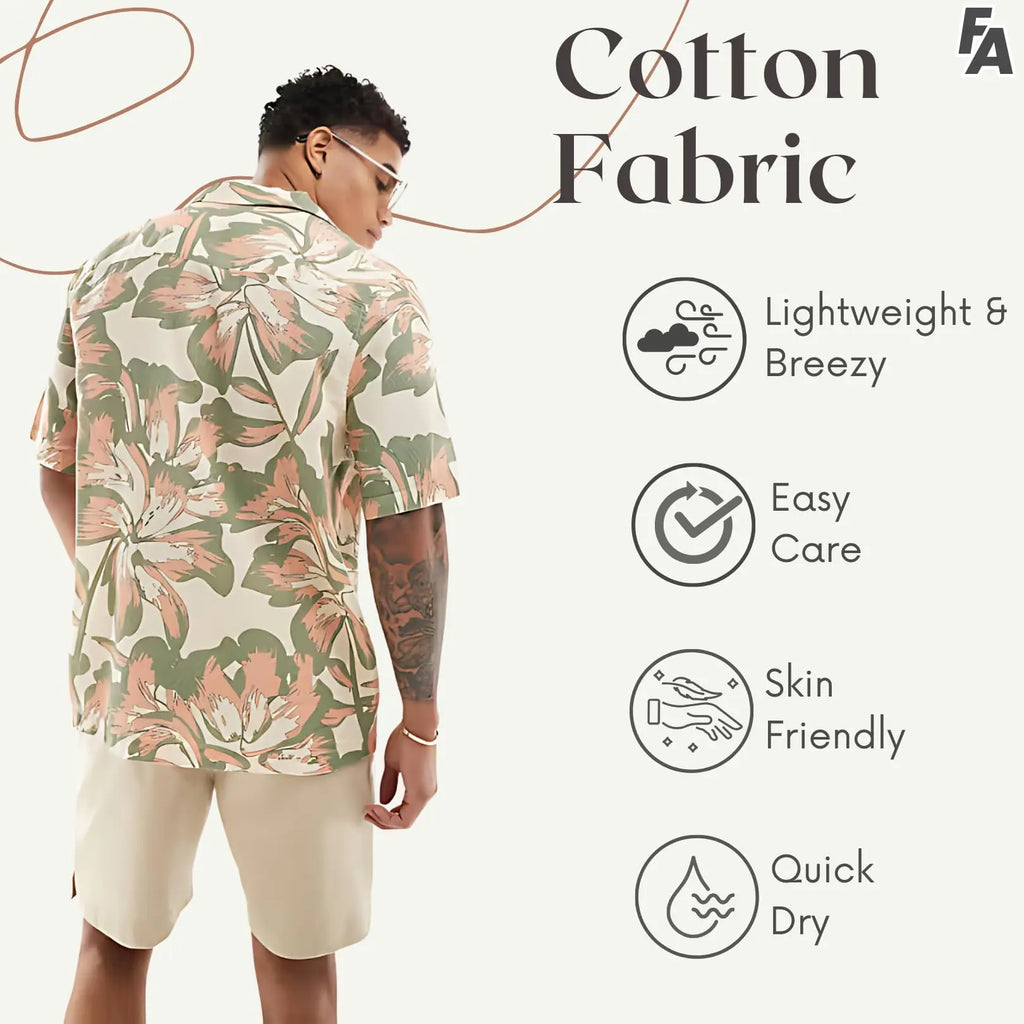 Rich Cotton Fabric Printed Shirt for Men | Summer Shirt for Men | Lightweight Textured Fabric | Spread Collar, Short Sleeves, Relaxed Fit | Perfect for Daily & Weekend Wear Solora