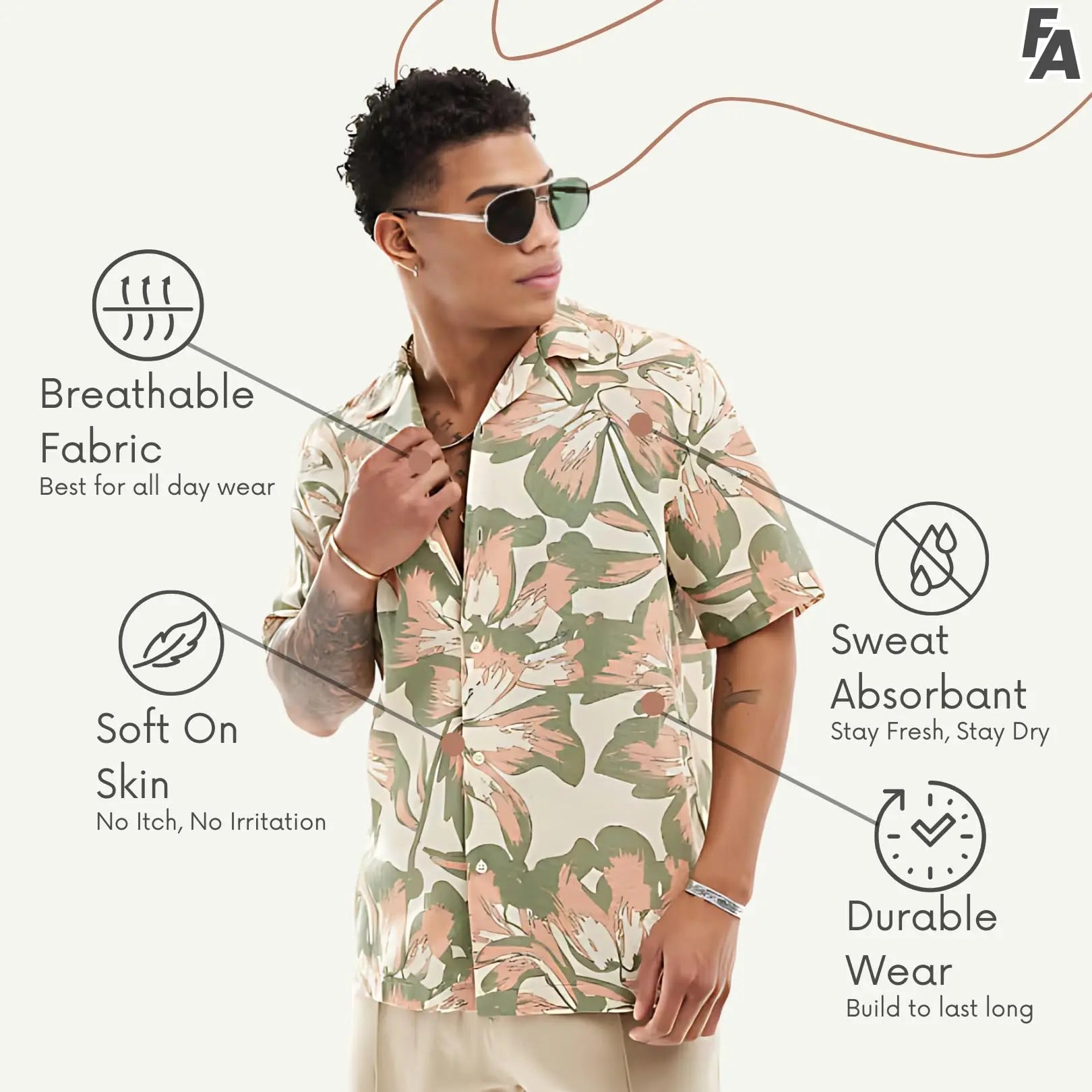 Rich Cotton Fabric Printed Shirt for Men | Summer Shirt for Men | Lightweight Textured Fabric | Spread Collar, Short Sleeves, Relaxed Fit | Perfect for Daily & Weekend Wear Solora