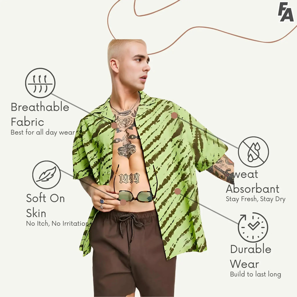 Rich Cotton Fabric Printed Shirt for Men | Summer Shirt for Men | Lightweight Textured Fabric | Spread Collar, Short Sleeves, Relaxed Fit | Perfect for Daily & Weekend Wear Solora