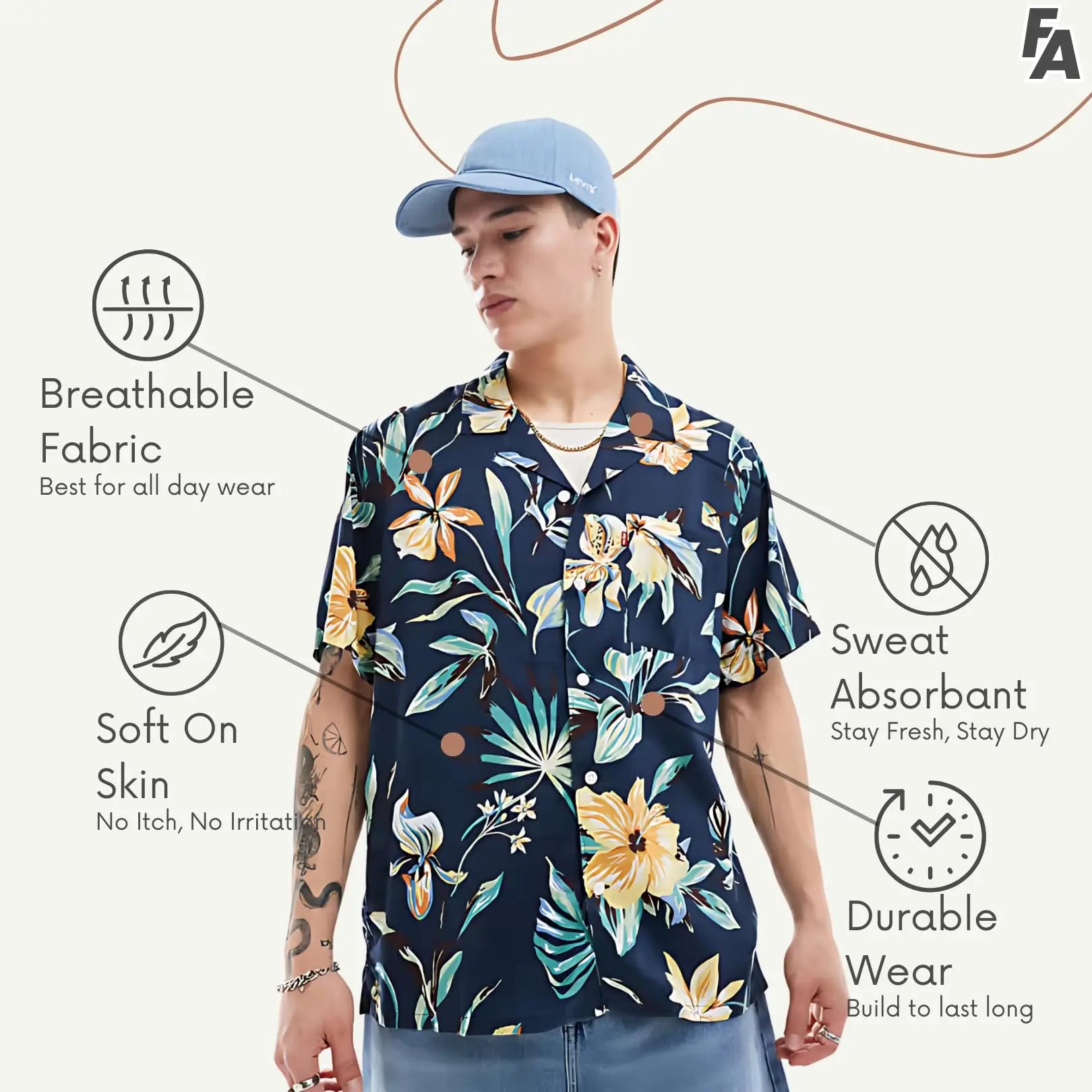 Rich Cotton Fabric Printed Shirt for Men | Summer Shirt for Men | Lightweight Textured Fabric | Spread Collar, Short Sleeves, Relaxed Fit | Perfect for Daily & Weekend Wear Solora