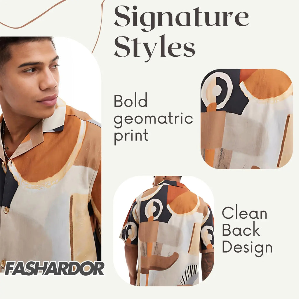 Rich Cotton Fabric Printed Shirt for Men | Summer Shirt for Men | Lightweight Textured Fabric | Spread Collar, Short Sleeves, Relaxed Fit | Perfect for Daily & Weekend Wear Solora