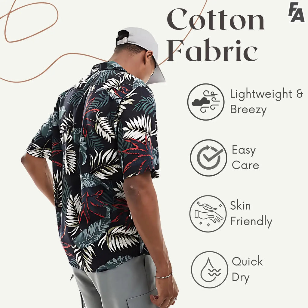 Rich Cotton Fabric Printed Shirt for Men | Summer Shirt for Men | Lightweight Textured Fabric | Spread Collar, Short Sleeves, Relaxed Fit | Perfect for Daily & Weekend Wear Solora