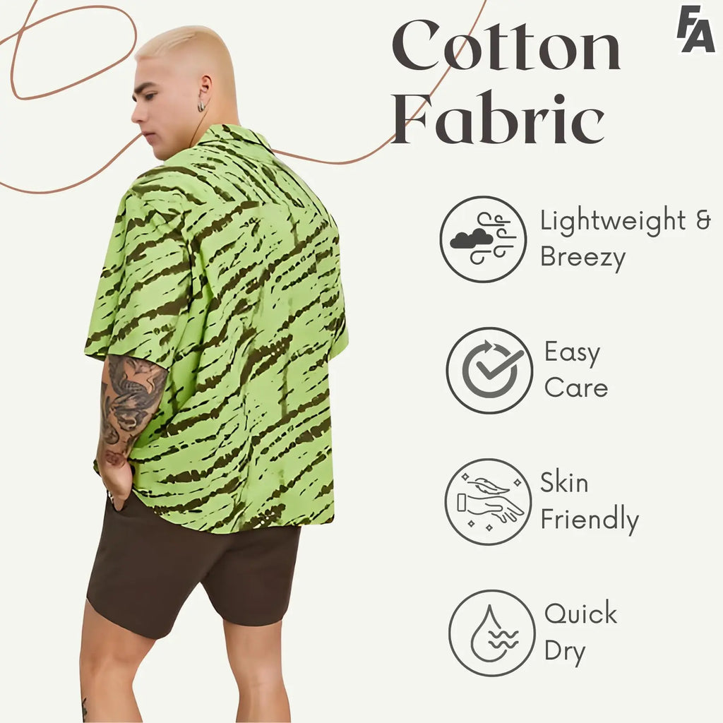 Rich Cotton Fabric Printed Shirt for Men | Summer Shirt for Men | Lightweight Textured Fabric | Spread Collar, Short Sleeves, Relaxed Fit | Perfect for Daily & Weekend Wear Solora