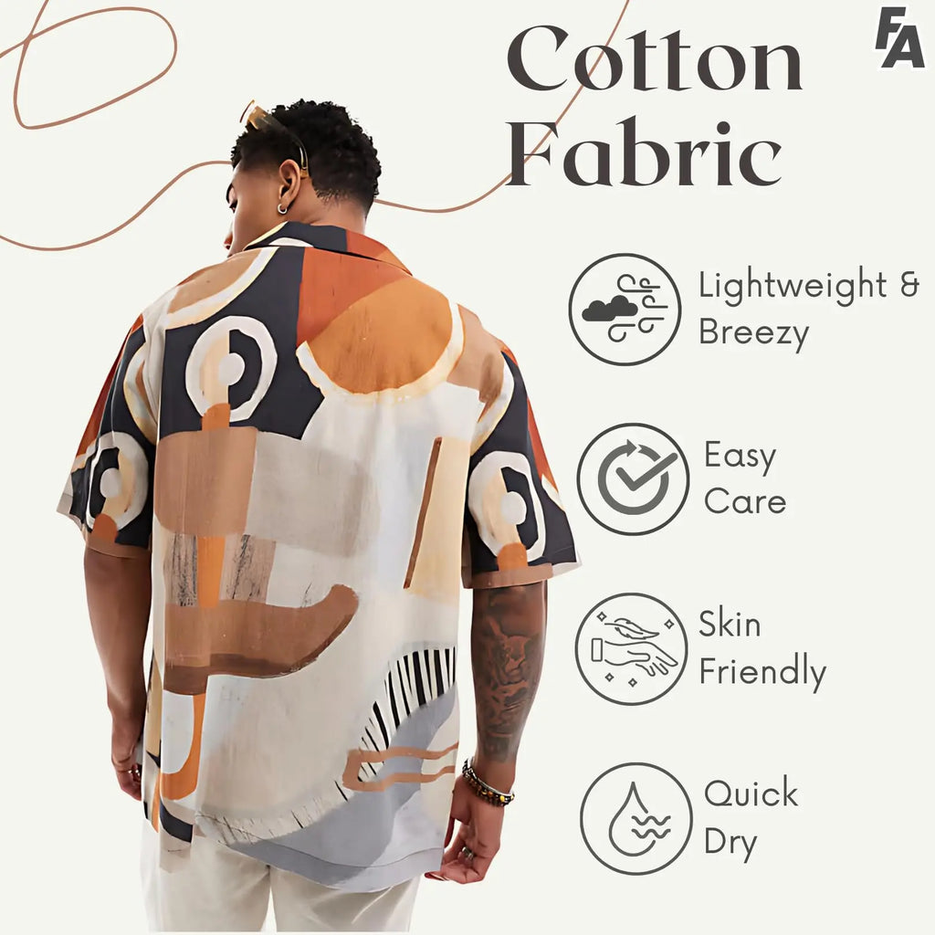 Rich Cotton Fabric Printed Shirt for Men | Summer Shirt for Men | Lightweight Textured Fabric | Spread Collar, Short Sleeves, Relaxed Fit | Perfect for Daily & Weekend Wear Solora