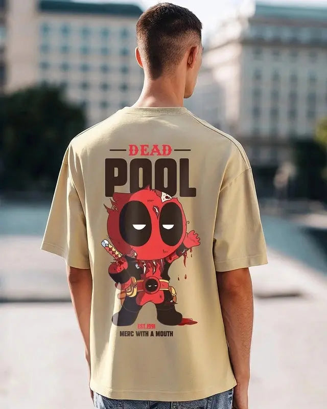 Men's Deadpool Oversized T-Shirt – Breathable Cotton Summer Wear Solora
