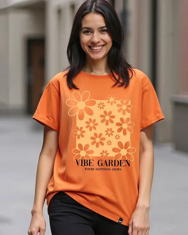 Women's Vibe Garden Oversized T-Shirt – Breathable Cotton Summer Top Solora
